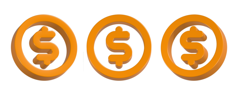 3d rendering icon dollar in gold color