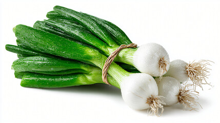 Fresh spring onions, Whole green onions with bulbs