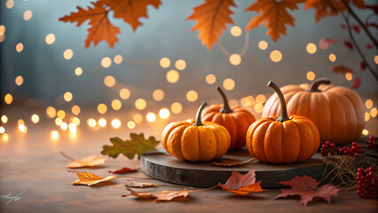 happy thanks giving day with pumpkins