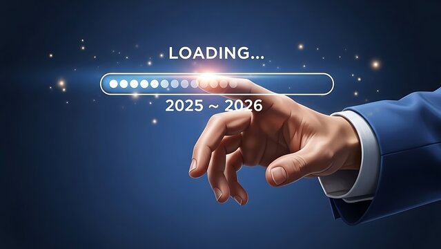 Business person ready for the years 2025 and 2026 with loading bar