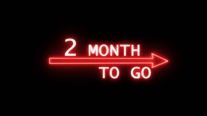 Neon 2-month illustration number. Counting 2-month text.