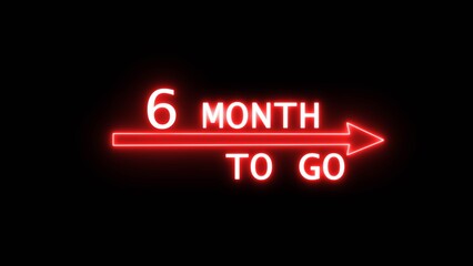 Neon 6-month illustration number. Counting 6-month text.