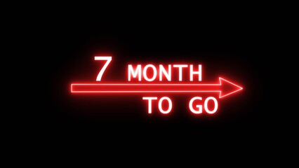 Neon 7-month illustration number. Counting 7-month text.