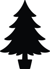 Flat vector silhouette graphic design art of triangular shape fir tree isolated on transparent background simple decorative outline illustration evergreen element holiday