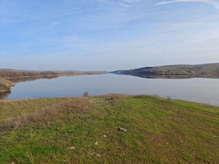 Lake, autumn pond, landscape, pond, lots of water, where you want to sit by the water.
