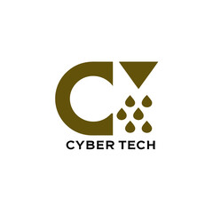 Cyber Tech Logo with Matrix Style Green Digital Rain Variant Transparent Background