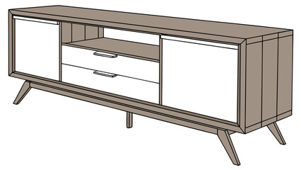 Modern minimalist media console with sleek design, perfect for stylish living rooms and entertainment spaces, offering ample storage and contemporary flair