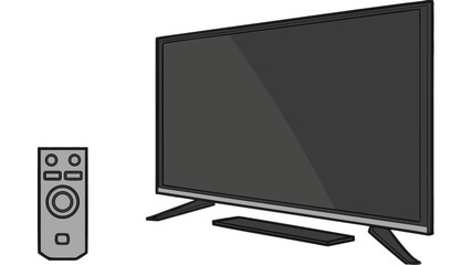 Sleek modern television and remote control, perfect for streaming movies and shows, adding style to your living room with this entertainment system