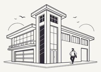 Modern home exterior with clean lines, architectural design showcases minimalist style, perfect for real estate, home improvement, or construction projects