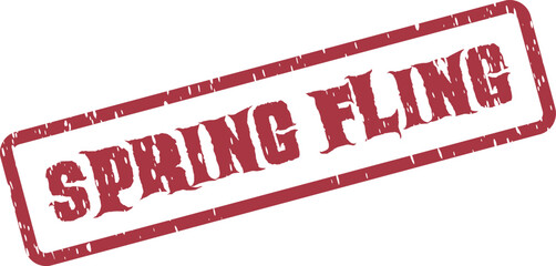 Classic red grunge stamp impression declaring a cheerful spring fling event or gathering