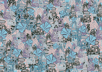 Textured colorful backdrop created by geometric elements for textiles or fabrics. Abstract camouflage backdrop in cold tones for fashion, business concepts or covers, interiors, tiles, prints, posters