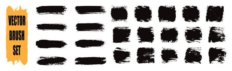 Brush stroke paint boxes on white background. Vector brush strokes. set of grunge black paint brush strokes. © MSTFUTHON