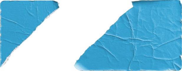 Blue Torn Sticker in Two Pieces isolated on transparent background