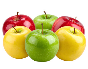 Three Apples in Dynamic Diagonal Layout with Strong Reflections, PNG Isolated.