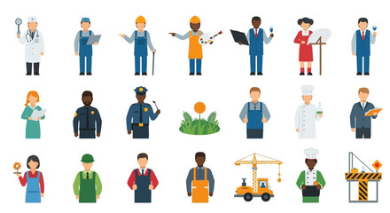 Diverse Group of Professionals Representing Various Occupations and Industries.