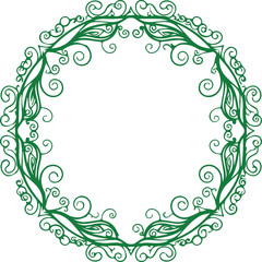Elegant Green Circular Floral Frame