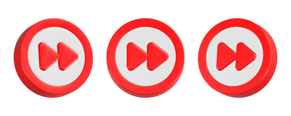3d rendering icon fast forward in red color