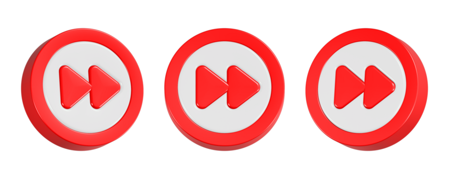 3d rendering icon fast forward in red color