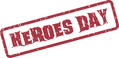 Official Heroes Day Red Rubber Stamp Design with Distressed Texture for Commemorative National Events