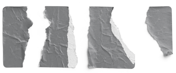 Grey Sticker Torn into Four Irregular Strips