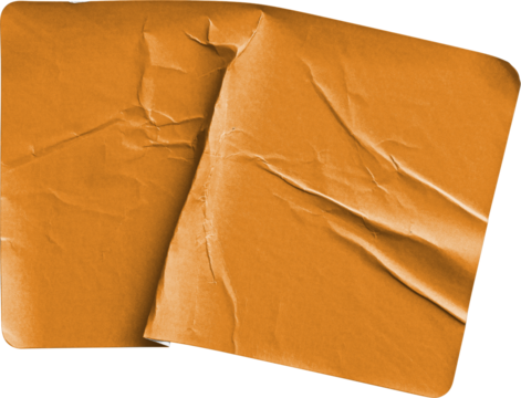 Overlapping Wrinkled Orange Stickers isolated on transparent background