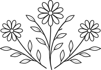Fototapeta premium Wildflower Line Art Illustration. Botanical Wildflower Line Art. Minimal Wildflower Line Drawing. Elegant Wildflower Line Artwork. Wildflower Floral Line Design. Simple Wildflower Line Art