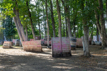A place in the forest for playing paintball