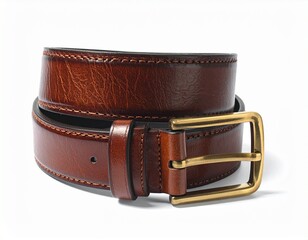 Brown Leather Belt with Gold Buckle – Classic Accessory for Formal and Casual Wear