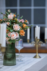 Festive table decoration in the room
