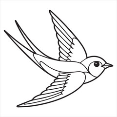 illustration vector of a swallow coloring page