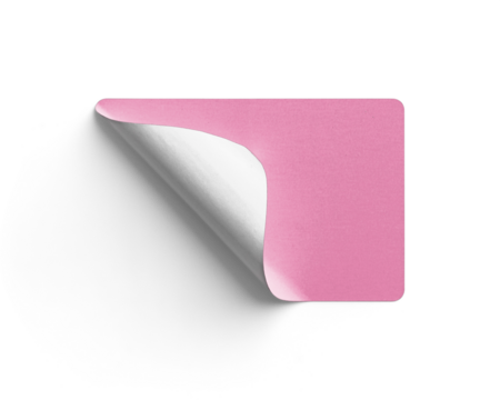 Pink Sticker Curling from Bottom Left