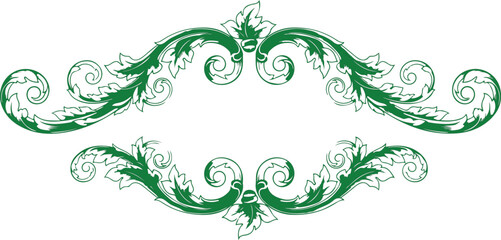 Elegant Green Vintage Floral Divider Ornament