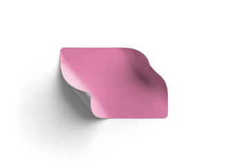 Pink Curled Sticker with Soft Shadow