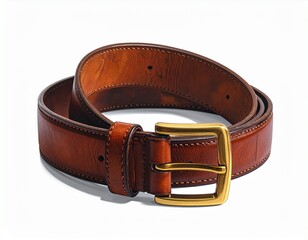 Coiled Brown Leather Belt with Gold Buckle – Elegant Accessory for Timeless Style