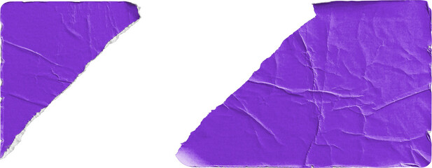 Purple Torn Sticker in Two Pieces isolated on transparent background