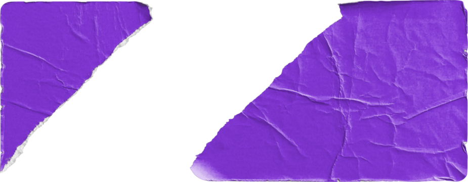 Purple Torn Sticker in Two Pieces isolated on transparent background - Powered by Adobe