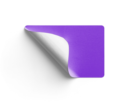 Purple Sticker Curling from Bottom Left - Powered by Adobe