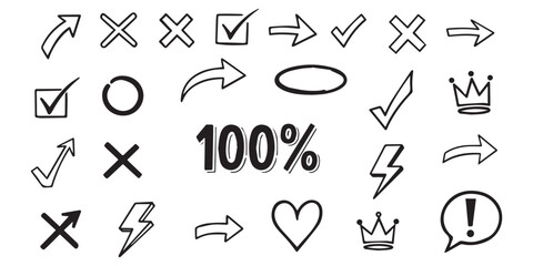 Doodle icons and symbols set Vector