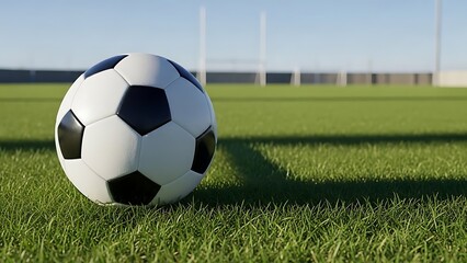 Fototapeta premium Soccer ball resting on green grass