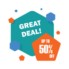 Great Deal Discount Banner Up to 50% Off Promotional Offer Design
