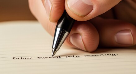 Hand writing with pen on paper close up, writing concept