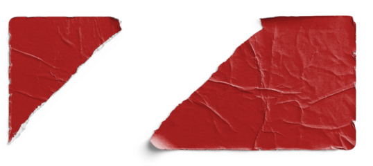 Red Torn Sticker in Two Pieces