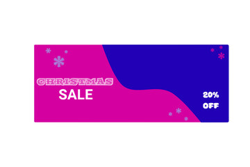 Vibrant Pink and Blue Gradient Christmas Sale Banner with Snowflakes and 20% Off Discount