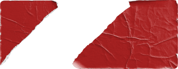 Red Torn Sticker in Two Pieces isolated on transparent background