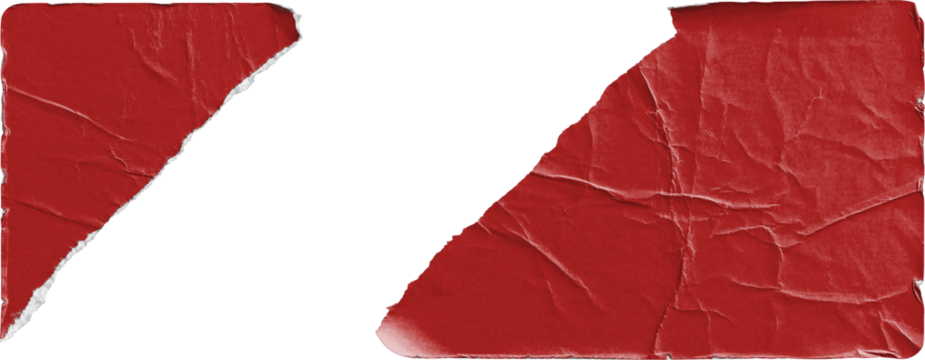 Red Torn Sticker in Two Pieces isolated on transparent background - Powered by Adobe
