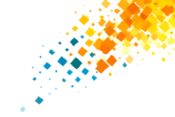 Diamond shapes, scattered in blue orange and yellow hues with a gradient effect, cutout, PNG isolated on white or transparent background