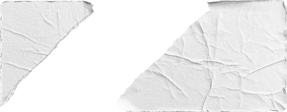 White Torn Sticker in Two Pieces isolated on transparent background