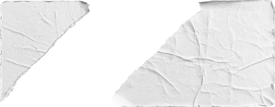 White Torn Sticker in Two Pieces isolated on transparent background