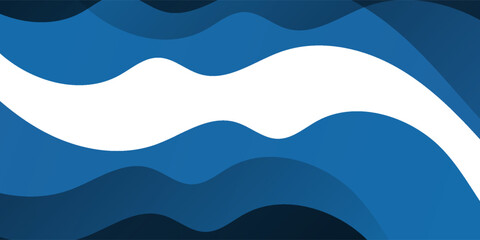 Minimalist Banner. White abstract banner, blue stripe in the form of a wave. Modern creative trendy design in vector illustration