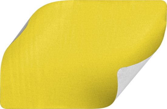 Yellow Sticker with Heavy Curl isolated on transparent background